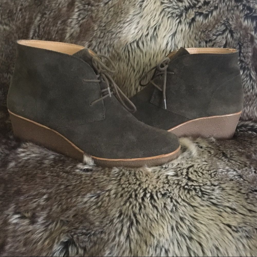 Lucky Brand Leather Suede Wedge Booties